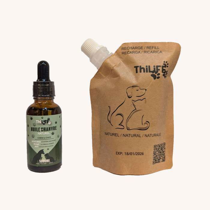 Comparer les prix de Thilife  Pack Premium  1 flacon dhuile de chanvre naturelle et sa recharge de 100 ml  Ecologique  Economique  100% Naturel