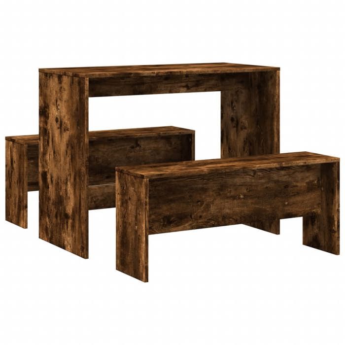 Bonne qualité - Ensemble table à manger et bancs 3 pcs - Ensemble De Table À Manger Et 2 Chaises - Bois dingénierie DECO M7041717