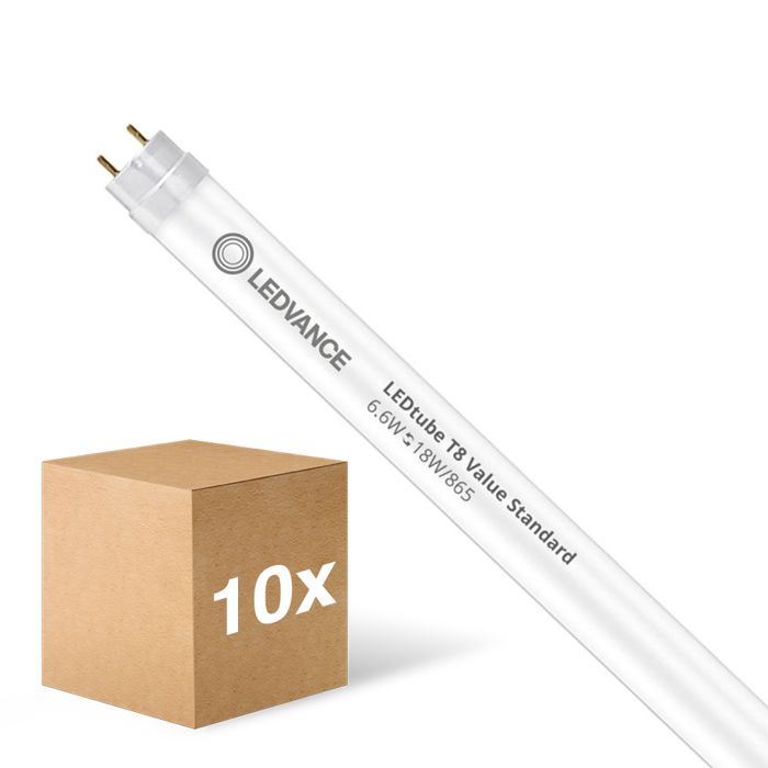 Lot 10x Ledvance Tube LED T8 Value (EM/Direct 230V) Standard Output 6.6W 800lm - 865 Lumière Du