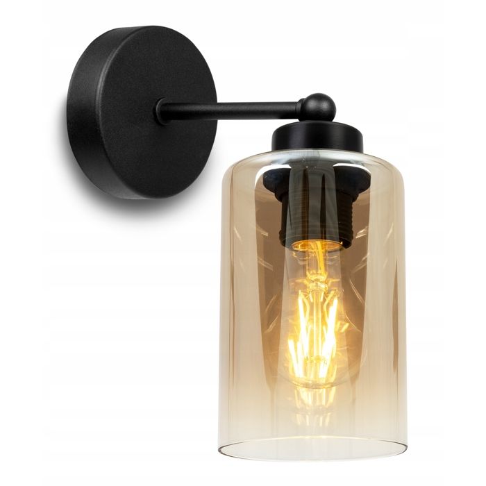 Lampe HELLA 2322/K - Light-Home - Abat-jour Verre - Noir - Miel/Or/Graphite