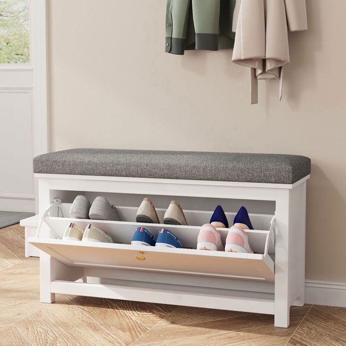 Meuble à Chaussures VOWNER étroit - 80x24x100 Cm, Tiroirs Basculants, Séparateurs Réglables, Blanc Armoire Rangement Entrée