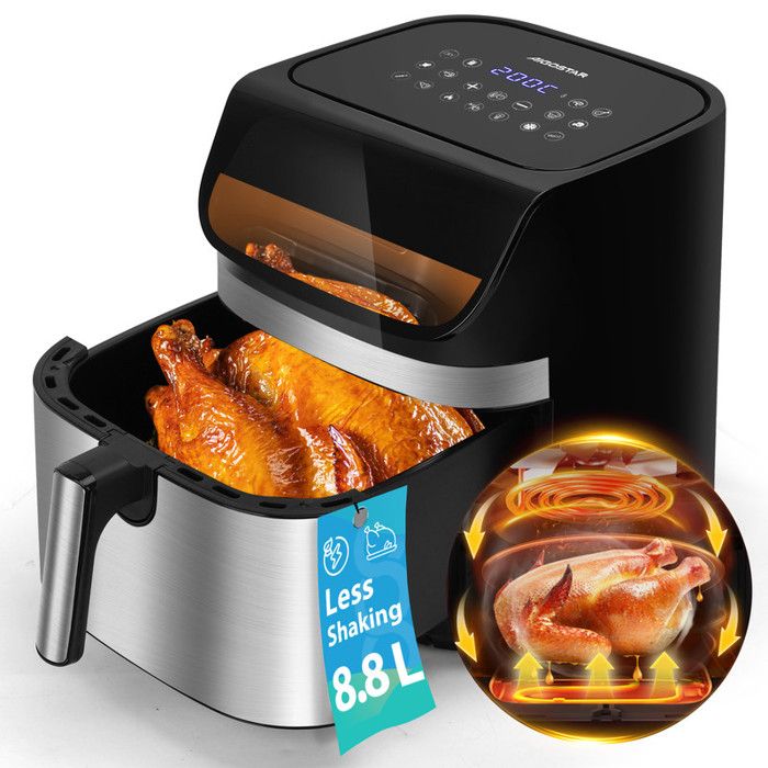 Aigostar Friteuse sans Huile 88LAir Fryer XXL13 ProgrammesAir Fryer 2200WÉconomie dÉnergie 55%Écran Tactile DigitalNoir - Aigostar