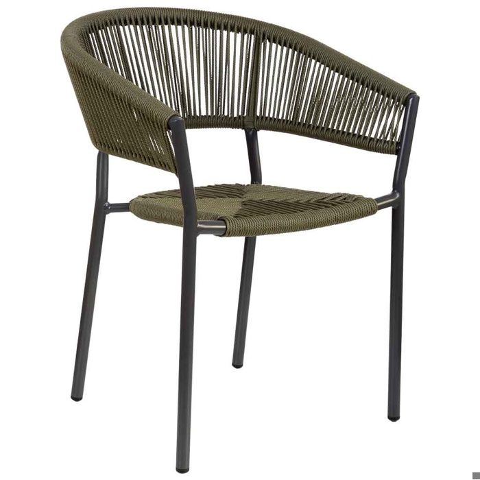 Chaise en rotin synthétique vert 56x61x78