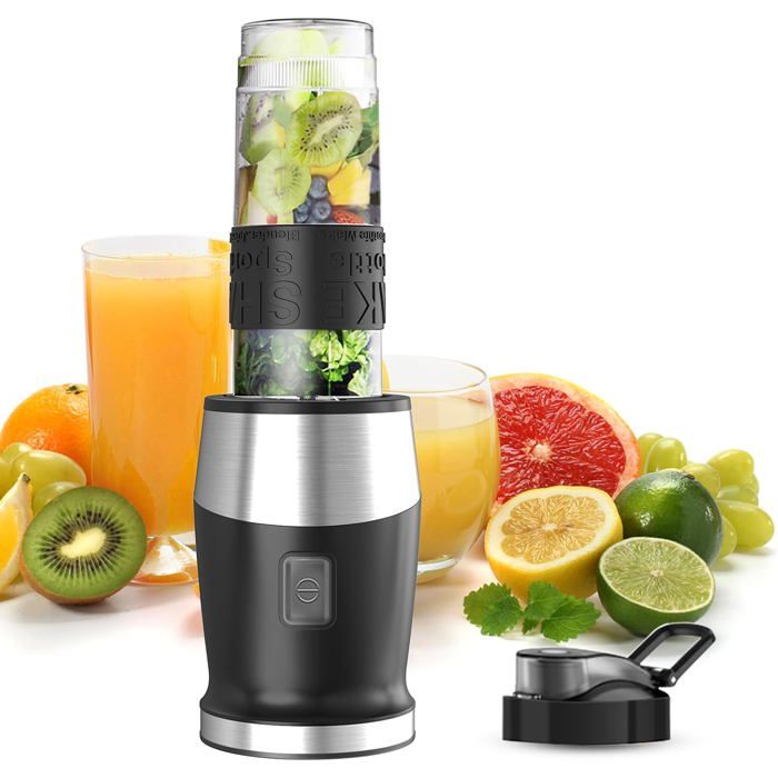 Blender Portable 500W Avec 2 Gobelets Tritan 570ml – Mixeur Puissant Pour Smoothies, Glace, Soupes | Léger Et Silencieux