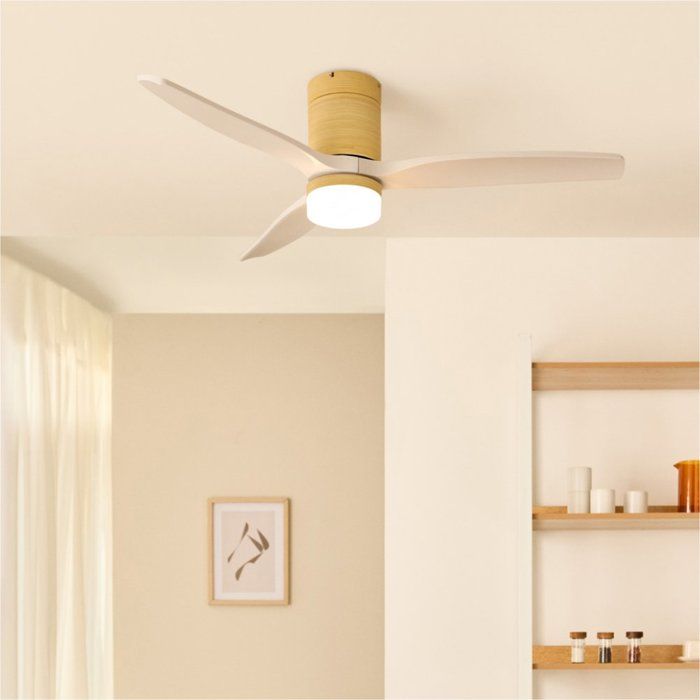 Ventilateur de plafond - Create - Avec lumière - Ø132cm - Effet bois clair / Blanc - Create