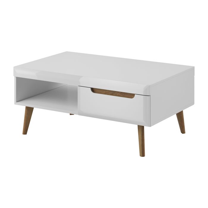 Table Basse Komodee SUDBURRY STO1 Façades brillantes en MDF Blanc Blanc 67 x 107 x 46 cm Table Basse Komodee SUDBURRY STO1 Façades brillantes en MDF Blanc Blanc 67 x 107 x 46 cm