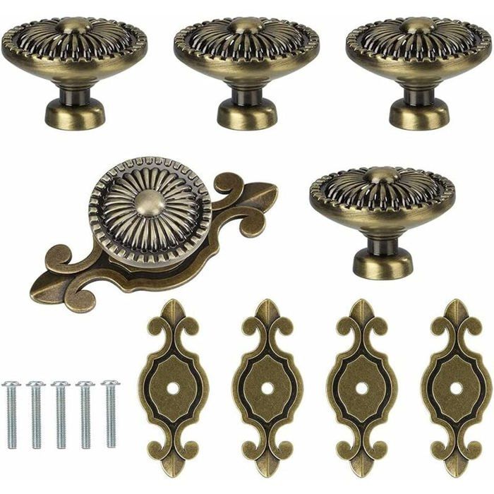 Boutons de tiroir - PZCC - Modèle Rond - Bronze - Lot de 5 - Alliage de zinc antirouille