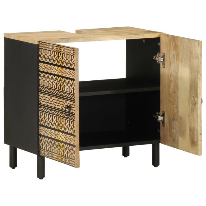 Meuble dévier - VIDAXL - M144 - Bois de manguier - Noir - 62x33x58 cm