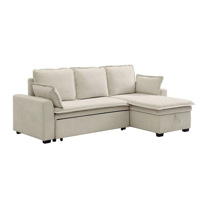 Canapé dangle convertible et réversible en tissu blanc cassé ZAKILA