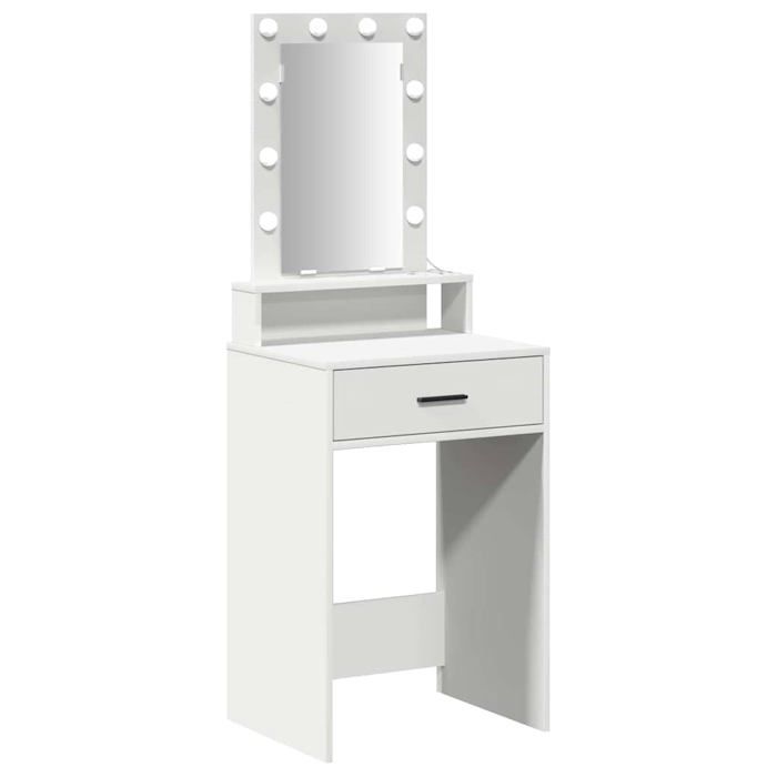 Coiffeuse moderne - vidaXL - Blanc - Bois dingénierie - 50x41x140 cm - Miroir avec éclairage LED - 1 tiroir - Port USB