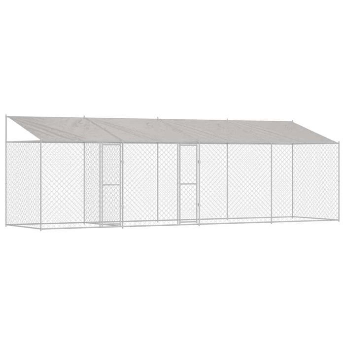 Cage pour chien extérieure - vidaXL - Argenté - 800x200x258 cm - Acier et PE - Porte verrouillable - Murs en treillis