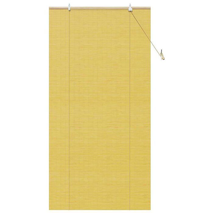 Store enrouleur en bambou - vidaXL - 100x220 cm - Jaune - Protection UV - Filtrage de la lumière - Cordon de tirage