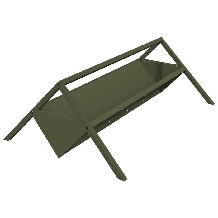 Meilleurs prix pour Mangeoire en acier pour bétail - vidaXL - Vert Olive - 111x76x38 cm - Capacité 10 kg - Résistant aux intempéries