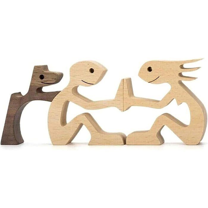 Sculpture Bois Chien Humain Main Taillée - Ornement Bureau Maison 10x8x15 cm Cadeau Unique Amoureux Animaux Bois Massif