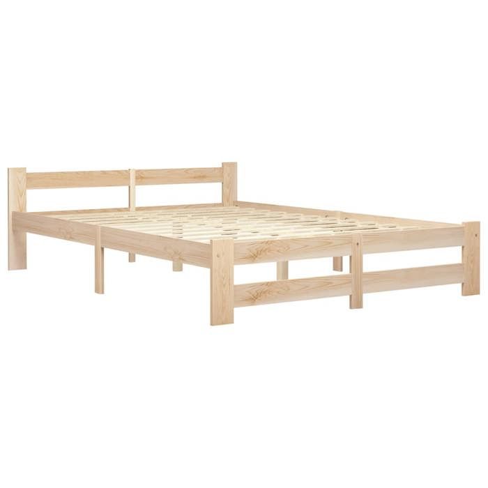 Promo 2026 Lit 2 personnes&lit adulte Structure de lit - Cadre de lit - bois de pin massif 120x200cm 3041288