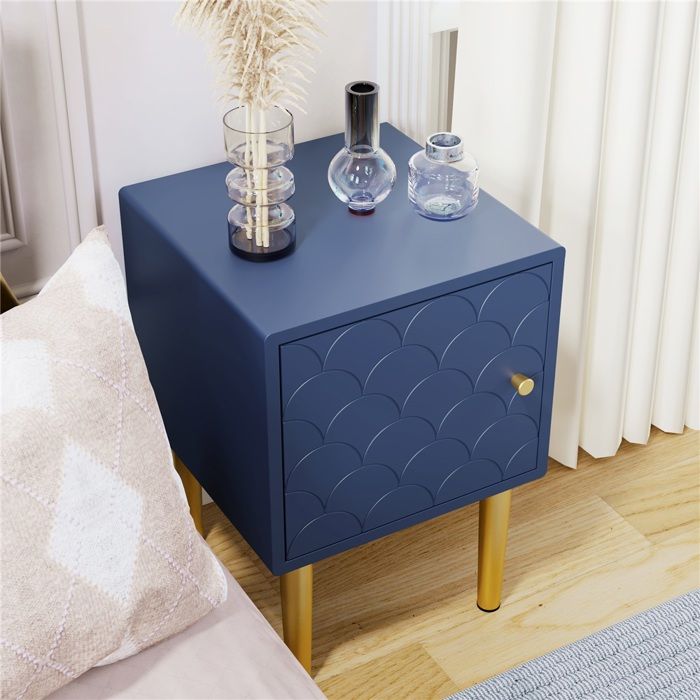 Lot de 2 Table de Chevet Pour Adulte 50x35x35 cm Commode Chambre Assorties à Tous Les Lits et Chambres à Coucher Bleu Marine