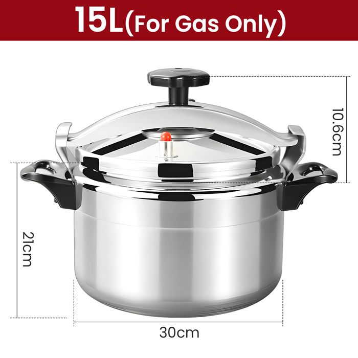 Autocuiseur 15l Marmite à pression professionnelle Aluminium anti-choc Cuisson rapide double fond Pour Cuisinière à Gaz