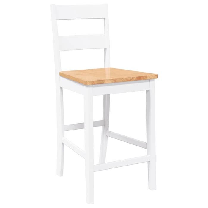 Tabourets Cuisine - Blanc - Chaises de bar - (2 pcs) - 2 personnes - blanc bois massif dhévéa 41.5x48x95 cm F2482