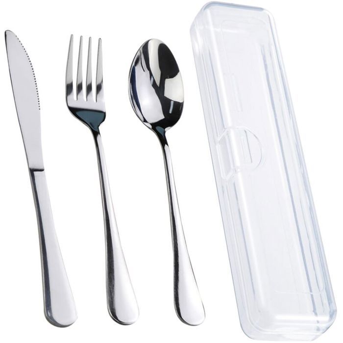 Ensemble de couverts de voyage avec boîte ensemble de couverts portables réutilisables en acier inoxydable avec boîte