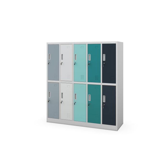 Armoire de sécurité pour lécole gris-bleu-marine : modèle BARTUŚ à 10 casiers 1360 x 1500 x 450 mm