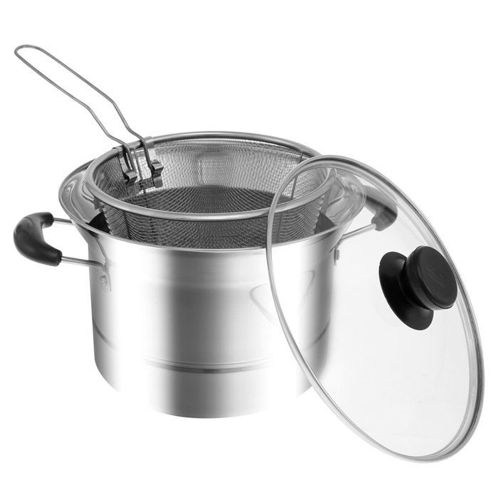 Friteuse Multifonctionnelle Portable en Acier Inoxydable avec Panier-Passoire