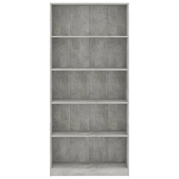 MEUBLE DE SEJOUR Gris - MODE Bibliothèque salon - à 5 niveaux - Gris béton 80x24x175cm Bois ingénierie Nettoyer facile_09_3273
