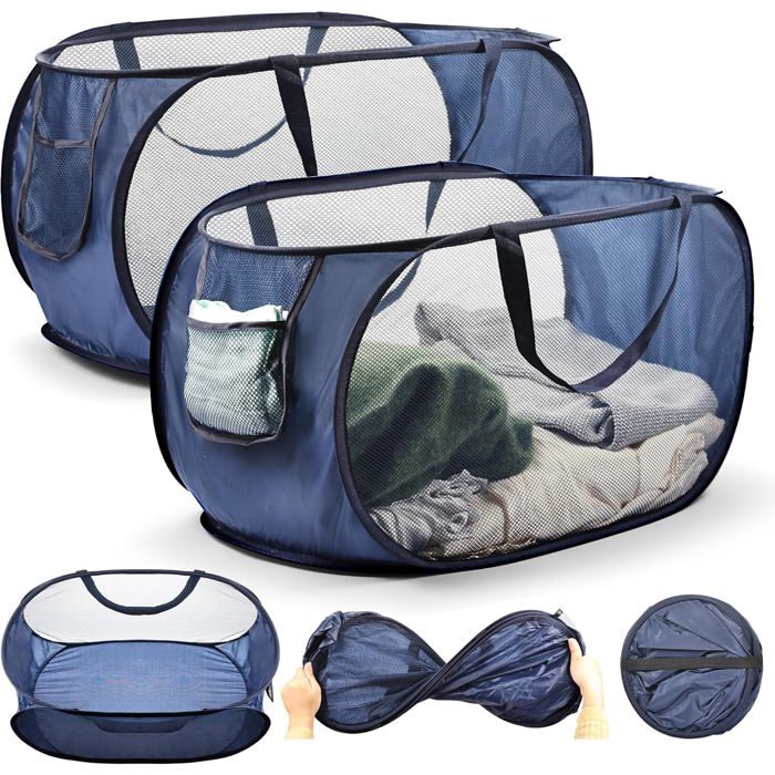 2 Pièces Panier à Linge Pliable Dimensions 36 x 36 x 58 cm Laundry Basket Idéal Pour les Salles de Bain les Chambres les Loge