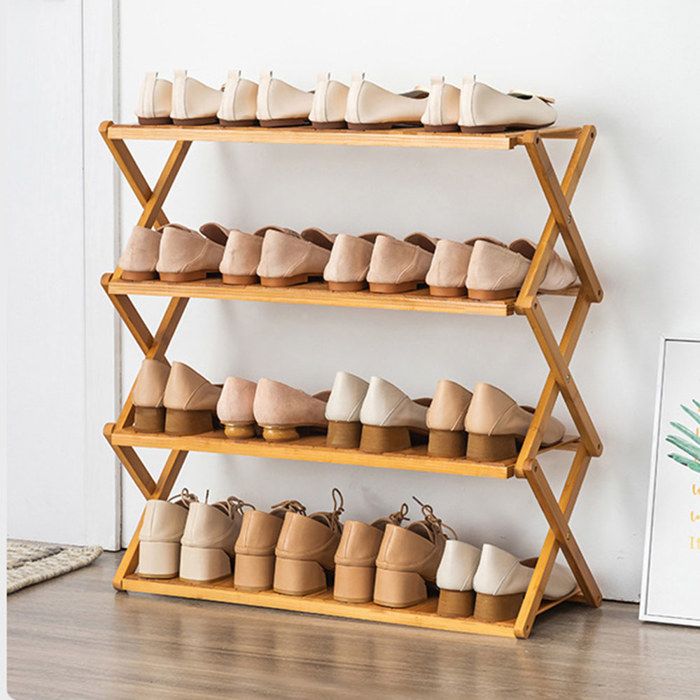 Étagère à chaussures pliante multicouche simple - Aueq - étagère économique domestique armoire à chaussures en bambou sans instal