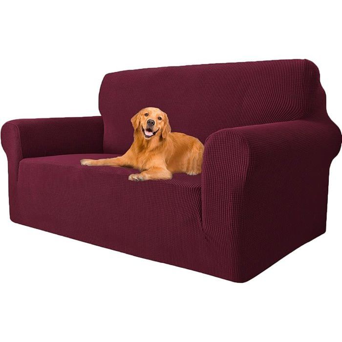 Protection canapé extensible2pièces bordeaux accoudoirs superélastique145-178cm