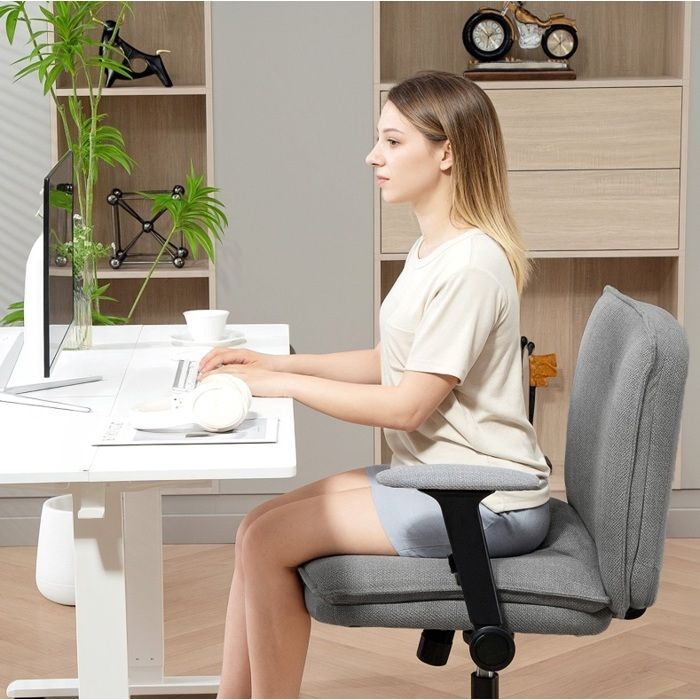 Chaise De Bureau Gris Assise Large 63 Cm Siege De Bureau Moderne FloraGrace Pour Bureau Accoudoirs Relevables 76x70x85-97cm