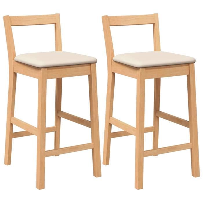 Les SoldesTabourets de bar avec coussins - Tabourets Cuisine - (2 pcs) - 2 personnes - en bois massif naturel et caoutchouc(355 x