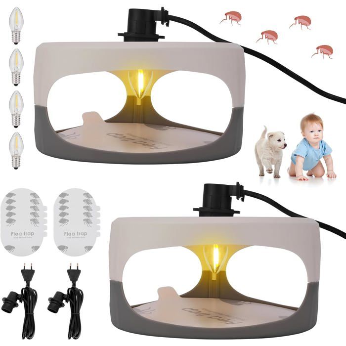 Lot De 2 Pièges À Puces Pour La Maison Avec 10 Autocollants Adhésifs Pour Chambre À Coucher Salon Buanderie Cuisine Piège À Puc