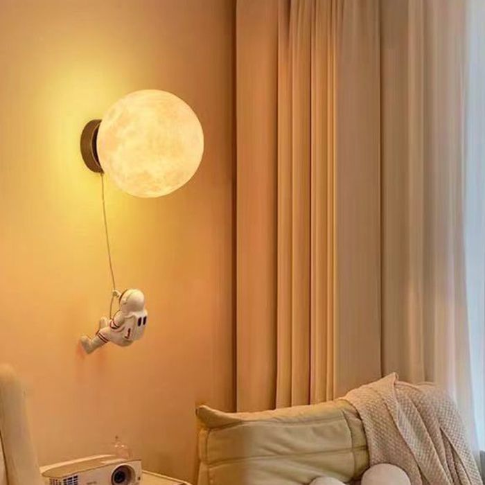 Applique À lintérieur astronaute lune Lampe Murale impression en 3D enfants chambre Veilleuse Décorer Eclairage mural E27