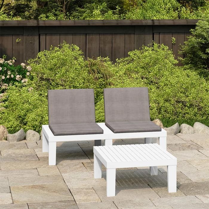 Blanc Salon de jardin 2 pcs avec coussins Plastique Blanc - Meuble de balcon LV51725