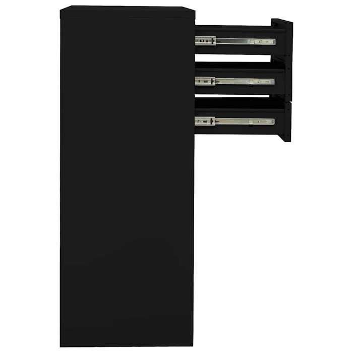 Meuble Rangement - HAOSHOP - Armoire de bureau Noir 90x40x102 cm Acier&01_30037
