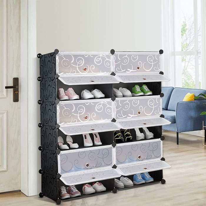 OHMG-Meuble À Chaussures En Plastique-Nettoyage De La Surface Du Panneau-PP-Partition Transparente-Facile À Assembler-95*37*107cm