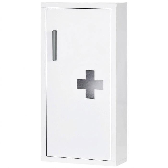 Armoire à pharmacie murale 2 étagères 3 niveaux avec porte aimantée métal 30 x 12 x 60 cm blanc
