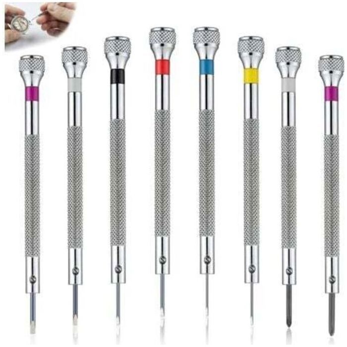 8pcs Kit tournevis de précision - Acier inoxydable haute qualité Poignée antidérapante - Réparation montre et lunettes - 0 6 1 6 mm 8pcs Kit tournevis de précision - Acier inoxydable haute qualité Poignée antidérapante - Réparation montre et lunettes - 0 6 1 6 mm