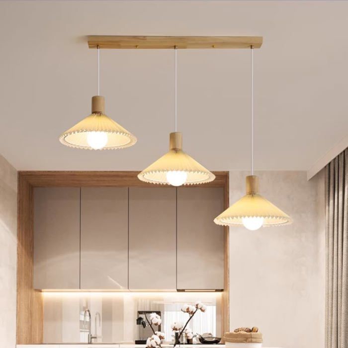 Suspension Luminaire en Bois 3 Lumières Lampe Suspension Rétro E27 Avec Abat-jour en Tissu Plafonnier Blanc pour Salle à Manger Suspension Luminaire en Bois 3 Lumières Lampe Suspension Rétro E27 Avec Abat-jour en Tissu Plafonnier Blanc pour Salle à Manger