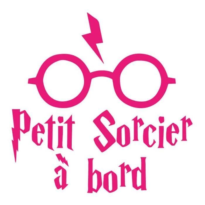 Sticker Bébé à Bord Petit Sorcier - 15x15cm Noir Mat - Anti UV, Résistant à L'eau - Fabrication Française
