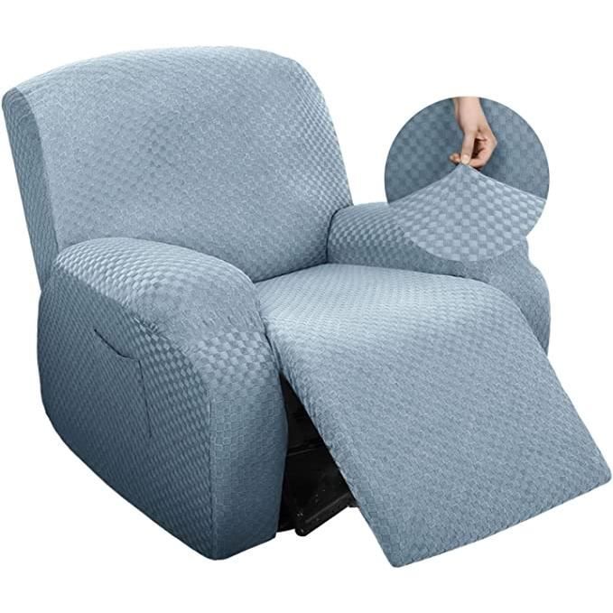 Extensible Housse Fauteuil Relax Complète Housse De Fauteuil WOVTE 1 Places Antidérapant Couverture - Bleu Clair