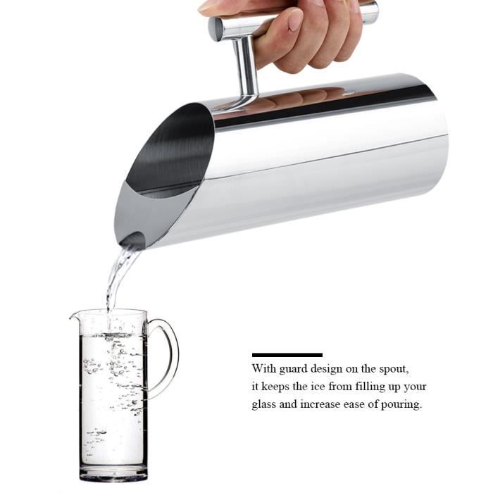Pichet à Eau En Inox 1 Litre Avec Bec Verseur Et Garde-glace - Carafe Pour Eau Froide Ou Chaude - 11