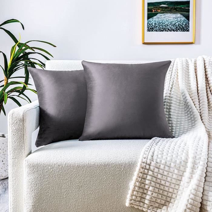 Neusky Lot de 2 housses de coussin 45 x 45 cm gris clair, 45 x 45 cm .