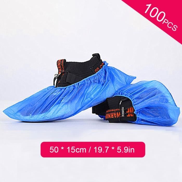 100 Couvre-chaussures Jetables PE Bleus – TECHTONGDA, Anti-poussière Et étanches