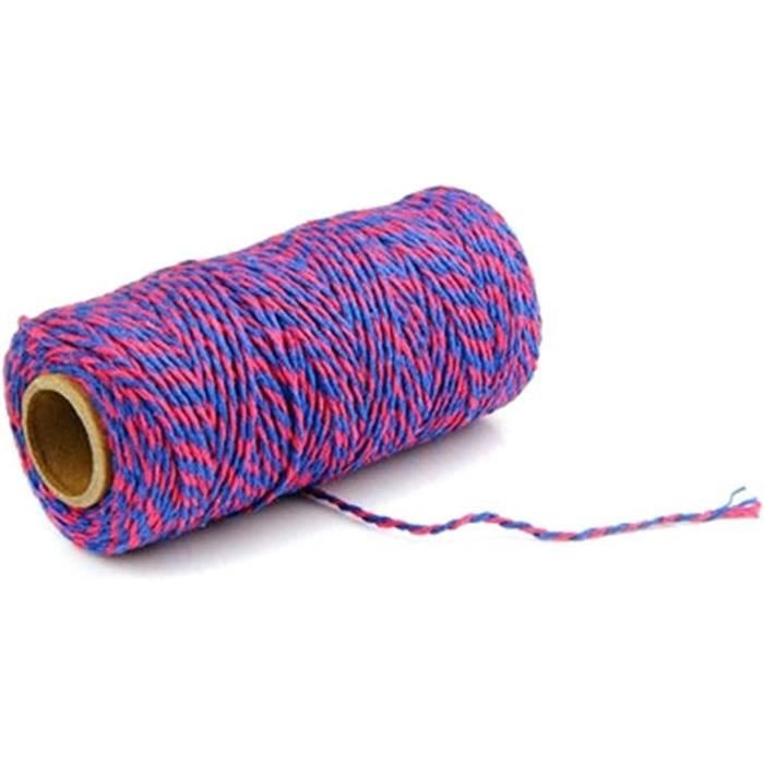 100 Yard / 2mm Corde De Coton Coloré Artisanat Cordon Faisant Tricoter La Corde Pour Emballage Cadeau Artisanat (Fil D'or Et Rouge