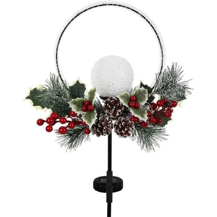 Lampes Solaires Extérieures Noël - 8 LEDs Verre Craquelé, IP44 - Pour Jardin, Allée, Décoration Festive