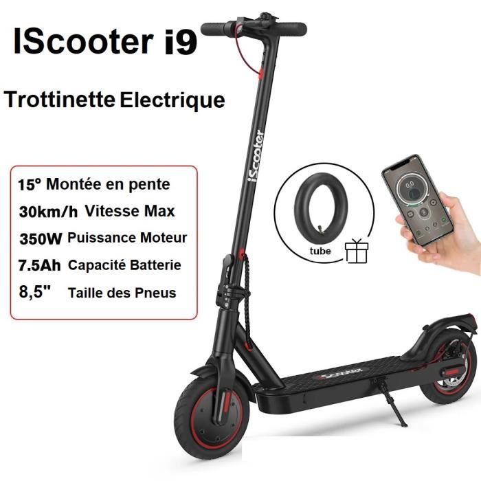 Trottinette Électrique i9 Pliable Scooter Adulte 350W 7,5 Ah 8,5 Pouces 30  Km/h Écran LED avec Frein à Disque Chambre à Air - Cdiscount Sport