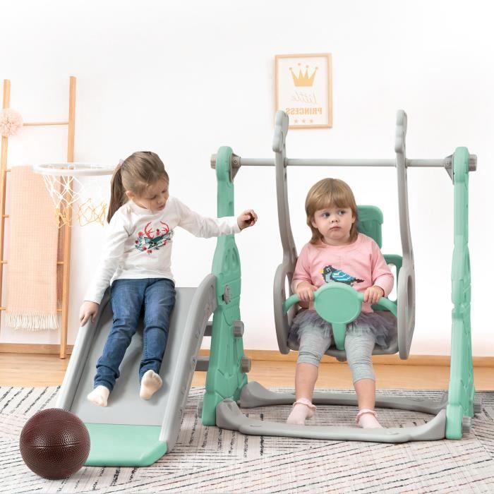 Toboggan Balançoire 4 en 1 Marque Modèle Vert Pour Enfant 3