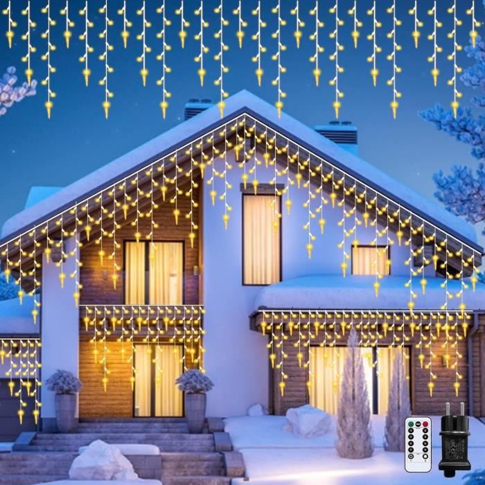Guirlande Lumineuse Rideau 300LED, 3M*3M 8 Modes d'Eclairage Etanche,  Decoration pour Noël, Anniversaire, Maison, Patio, Blanc Chaud - Cdiscount  Maison