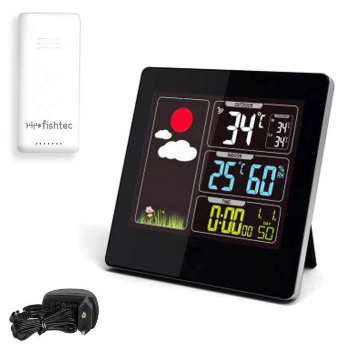 Station Météo Intérieur/Extérieur Sans Fil - Écran LCD Couleur, Capteur 60 M, Prévisions, Baromètre, Réveil